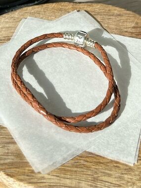 Pandora Double Wrap Leather Charm Bracelet Brown